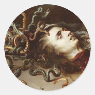 Pegatina Redonda Peter Paul Rubens - Jefe de Medusa - P barroco