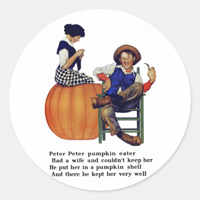 PEGATINA REDONDA PETER PETER PUMPKIN EATER (Anverso)