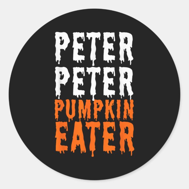 Pegatina Redonda Peter Pumpkin Come Halloween Costueve Pareja Hombr (Anverso)