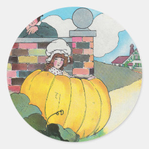 Pegatina Redonda Peter Pumpkin-Eater Madre Rhyme de uva
