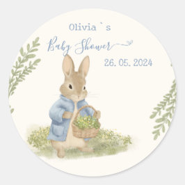 Pegatina Redonda Peter Rabbit Baby Shower