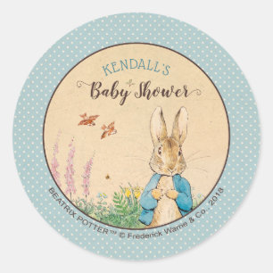 Pegatina Redonda Peter Rabbit   Boy Baby Shower