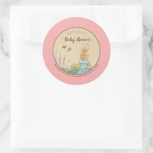 Pegatina Redonda Peter Rabbit   CHICA BABY SHOWER