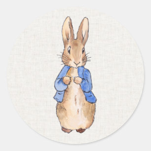 Pegatina Redonda Peter Rabbit con fondo de línea
