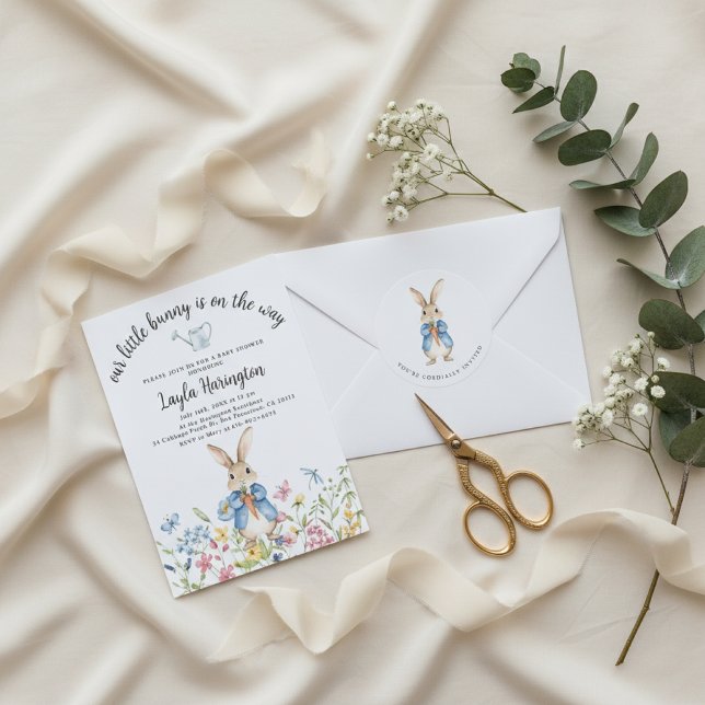 Pegatina Redonda Peter Rabbit Garden Party Baby Shower (Subido por el creador)