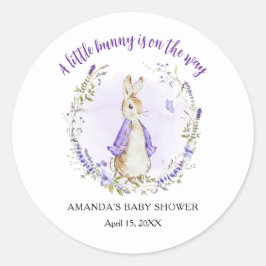 Pegatina Redonda Peter Rabbit Purple Baby Shower