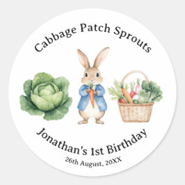 Pegatina Redonda Peter Rabbit Veggie Basket Baby Shower Favor