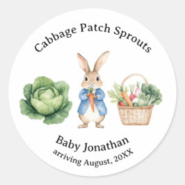 Pegatina Redonda Peter Rabbit Veggie Basket Baby Shower Favor