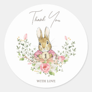 Pegatina Redonda Peter the Rabbit Baby Girl Birthday