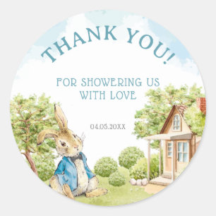 Pegatina Redonda Peter The Rabbit Baby Shower Gracias