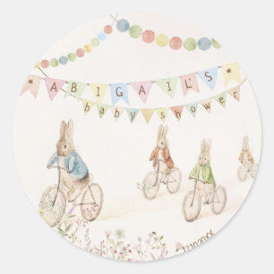 Pegatina Redonda Peter the Rabbit Bunny Gender Neutral Baby Shower