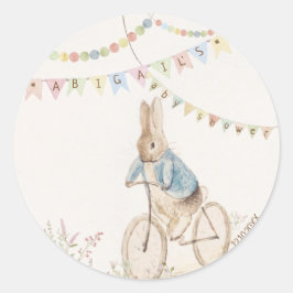 Pegatina Redonda Peter the Rabbit Bunny Gender Neutral Baby Shower