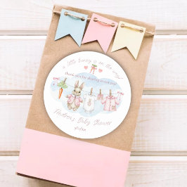 Pegatina Redonda Peter the Rabbit Clothesline Baby Shower Thank You