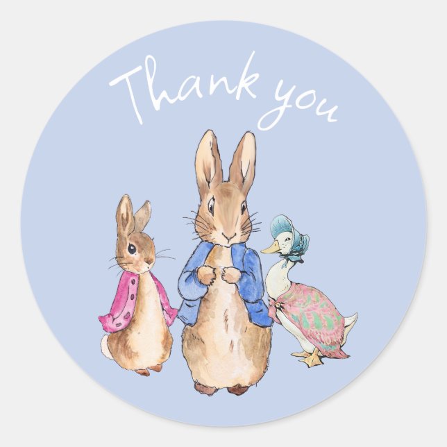 Pegatina Redonda Peter the Rabbit Flopsy Jemima Gracias (Anverso)