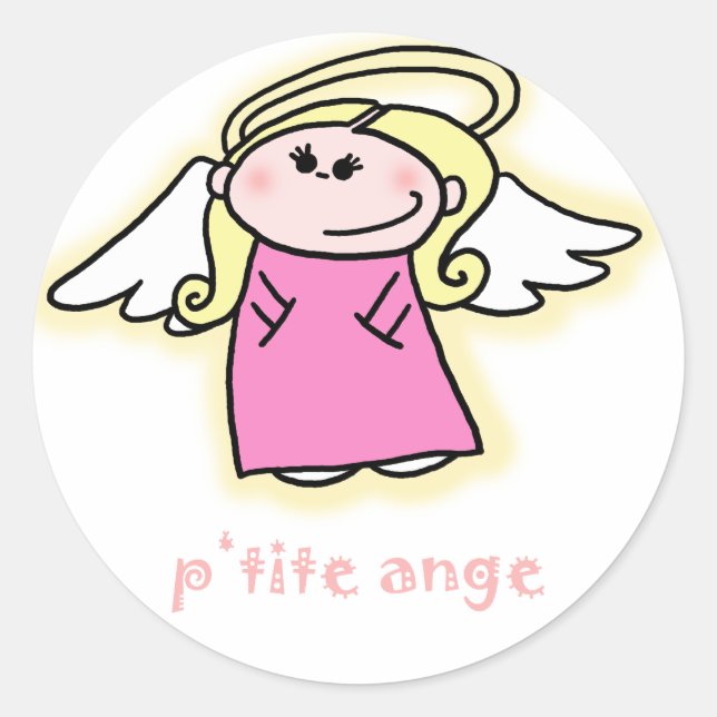 Pegatina Redonda Petite Ange (pequeño ángel en francés) (Anverso)