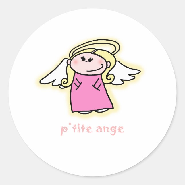Pegatina Redonda Petite Ange (pequeño ángel en francés) (Anverso)