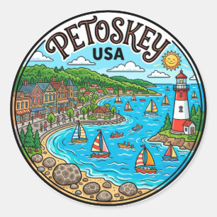 Pegatina Redonda Petoskey EE. UU.