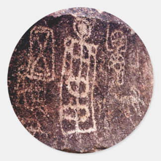 PEGATINA REDONDA PETROGLÍFICOS ESTADOUNIDENSE SUROESTE, NEVADA DESE