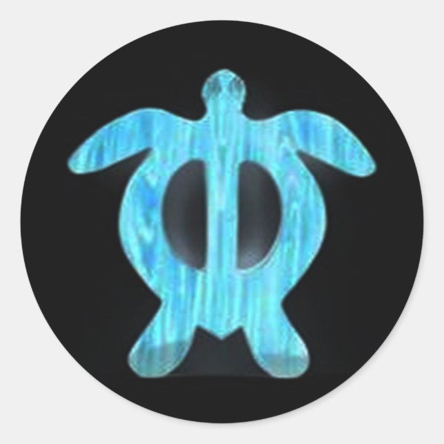 Pegatina Redonda petroglifo de tortuga (Anverso)