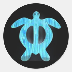 Pegatina Redonda petroglifo de tortuga