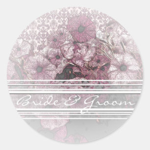 Pegatina Redonda Petunia Púrpura En Elegantes Pegatinas De Gradient