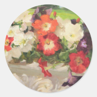 Pegatina Redonda Petunias por Margaret Aycock diseñadores