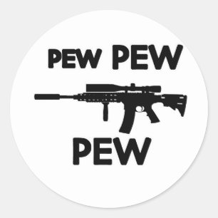 Pegatina Redonda Pew pew gun
