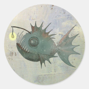 Pegatina Redonda Pez de pescador