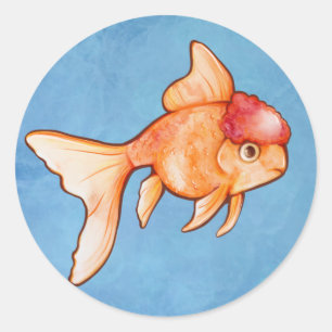 Pegatina Redonda Pez dorado Oranda