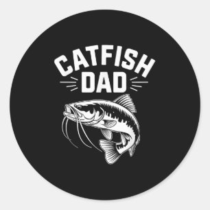 Pegatina Redonda Pez Gato Papá, Papá Catfishing Pescador de rape Fi