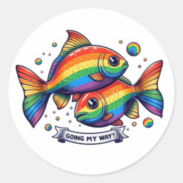 Pegatina Redonda Pez gay a mi manera