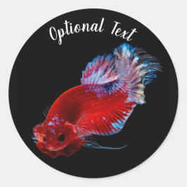 Pegatina Redonda Pez luchador betta rojo