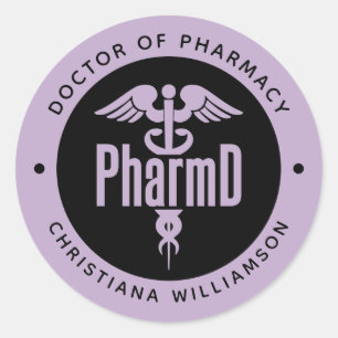 Pegatina Redonda Pharm Médica de Farmacia Graduado Farmacéutico Far