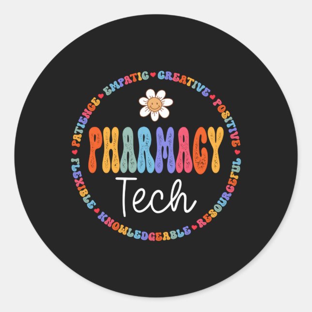 Pegatina Redonda Pharm Tech Farmacy Technician Medical Student (Anverso)