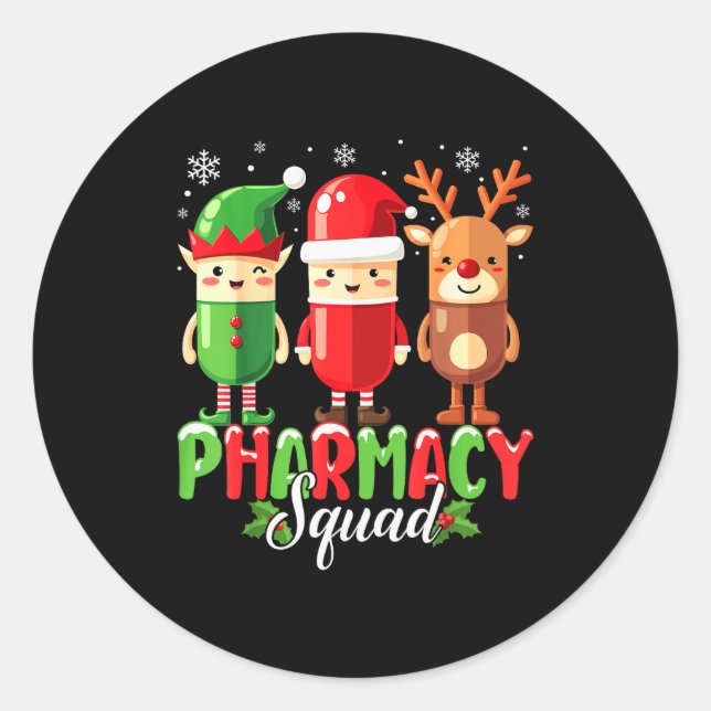 Pegatina Redonda Pharmacy Squad Christmas Costume Funny Lls Pharmac (Anverso)