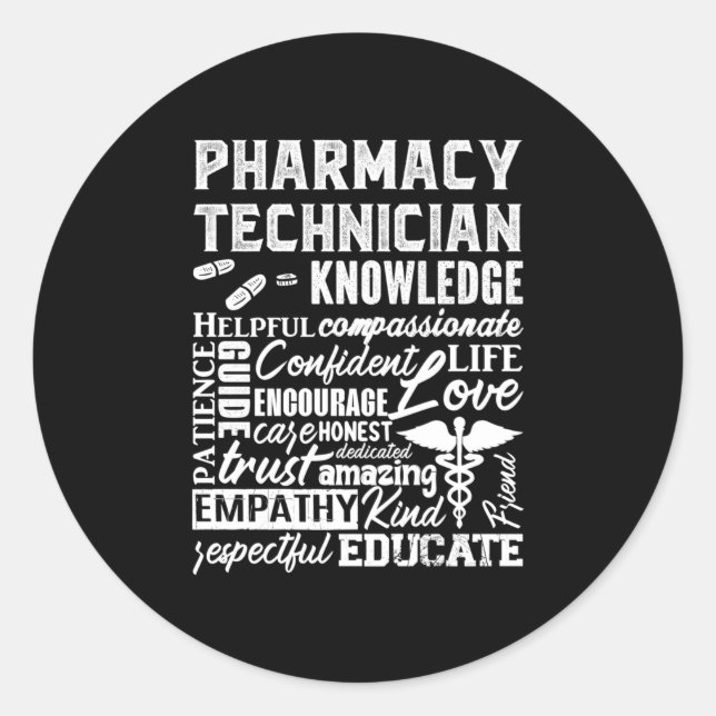 Pegatina Redonda Pharmacy Technician Quote Medicine Pharmacist (Anverso)