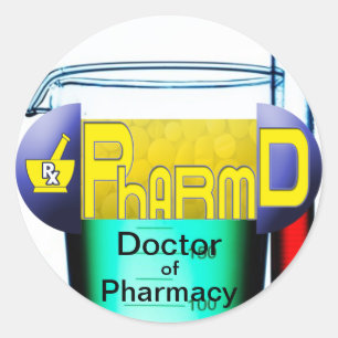 Pegatina Redonda PharmD - Médica de Pharmacy PILL