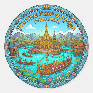 Pegatina Redonda Phaung Daw Oo Paya Myanmar
