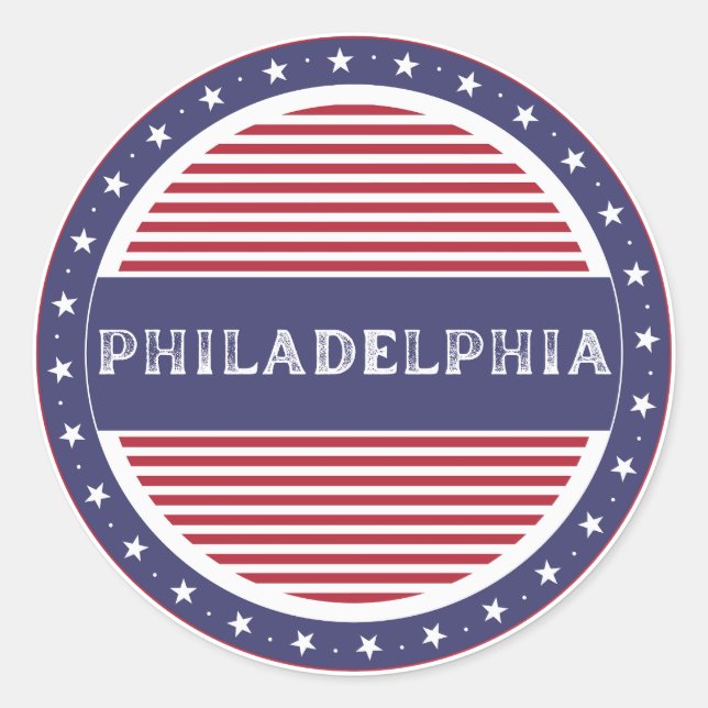 Pegatina Redonda Philadelphia City Pride Emblem – American Identity (Anverso)