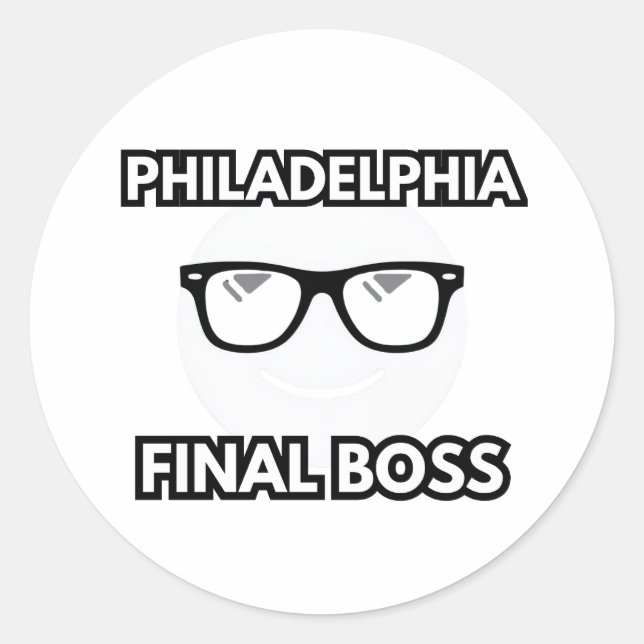 Pegatina Redonda Philadelphia Final Boss Cool Emoji (Anverso)