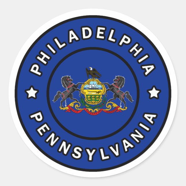 Pegatina Redonda Philadelphia Pennsylvania (Anverso)