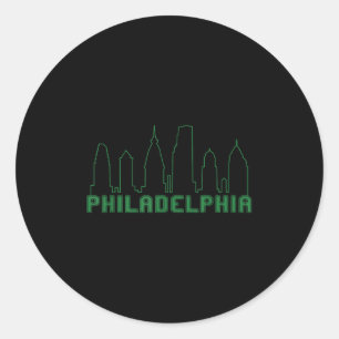 Pegatina Redonda Philadelphia Skyline Downtown Cityscape