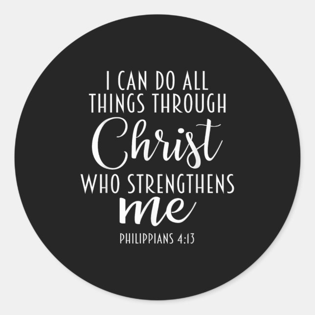Pegatina Redonda Philipans 4_13 Jesus _ I Can Do All Things Through (Anverso)
