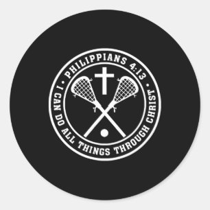 Pegatina Redonda Philippians 413 Christian Lacrosse Cross Jesus