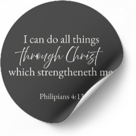 Pegatina Redonda Philippians 4:13 Christian Sticker
