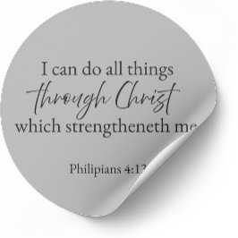 Pegatina Redonda Philippians 4:13 Christian Sticker