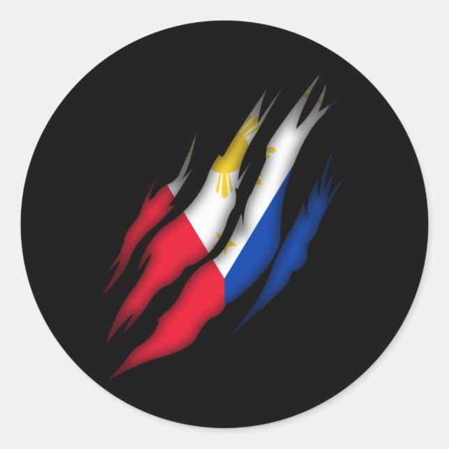 Pegatina Redonda Philippines Flag Proud Filipino (Anverso)