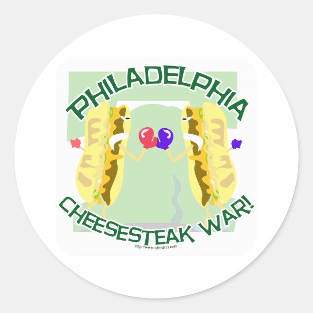 Pegatina Redonda Philly Cheesteak War (Anverso)