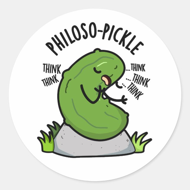 Pegatina Redonda Philoso-pickle Funny Pickle Pun (Anverso)