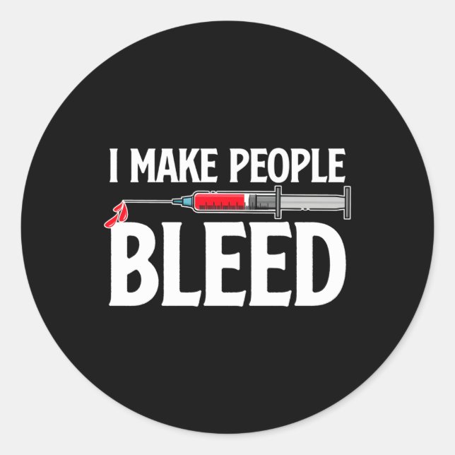 Pegatina Redonda Phlebotomía Phlebotomy Tech Phlebotomy (Anverso)
